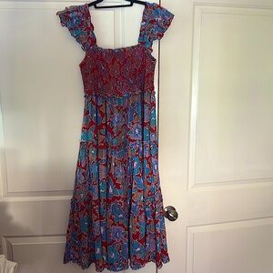 Floral Ruffle Sleeve Midi Dress